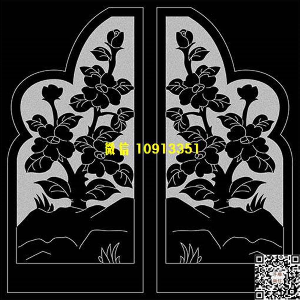 精雕图8a牡丹花抱鼓精雕图线雕图线条图单线铣底图_电脑雕刻plt文泰矢量图精雕图浮雕图